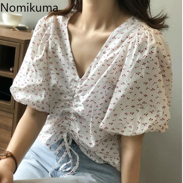 women's blouses & shirts nomikuma v neck puff sleeve drawstring lace up floral printed vintage blouse women summer blusas mujer 3c023, White
women's blouses & shirts nomikuma v neck puff sleeve drawstring lace up floral printed vintage blouse women summer blusas mujer 3c023, White