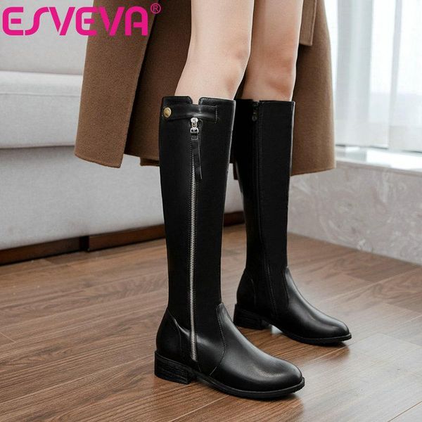 boots esveva 2021 elegant pu leather knee high autumn winter round toe ladies square low heel women shoes size 34-43, Black
boots esveva 2021 elegant pu leather knee high autumn winter round toe ladies square low heel women shoes size 34-43, Black