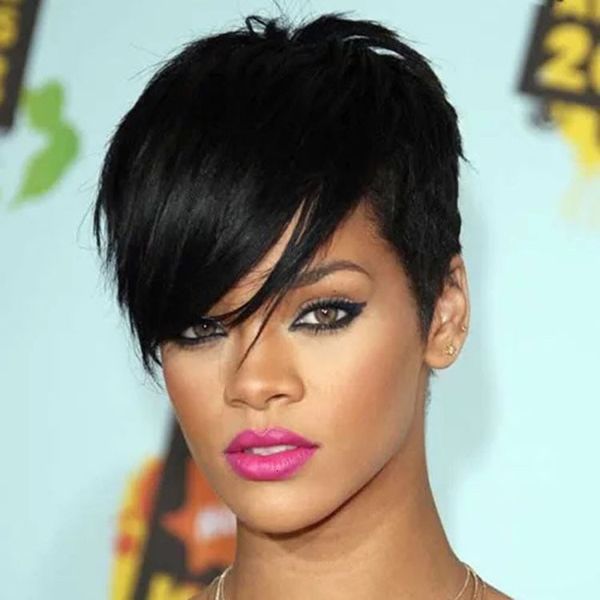women's popular european and american wig fashion short straight hair side parting bangs chemical fiber headgear, Black
women's popular european and american wig fashion short straight hair side parting bangs chemical fiber headgear, Black