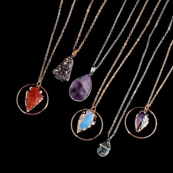 pendant necklaces natural stone quartz necklace colorful irregular drusy gold color for women jewelry gift, Silver
pendant necklaces natural stone quartz necklace colorful irregular drusy gold color for women jewelry gift, Silver