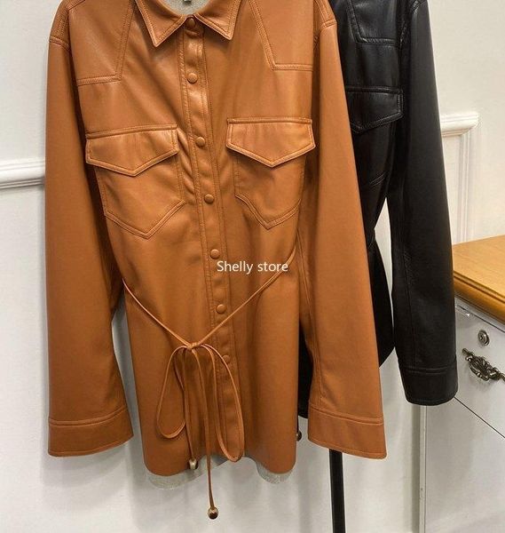 women's leather & faux women jackets 2021 autumn and winter belt plain jacket women's lapel locomotive imitation, Black
women's leather & faux women jackets 2021 autumn and winter belt plain jacket women's lapel locomotive imitation, Black