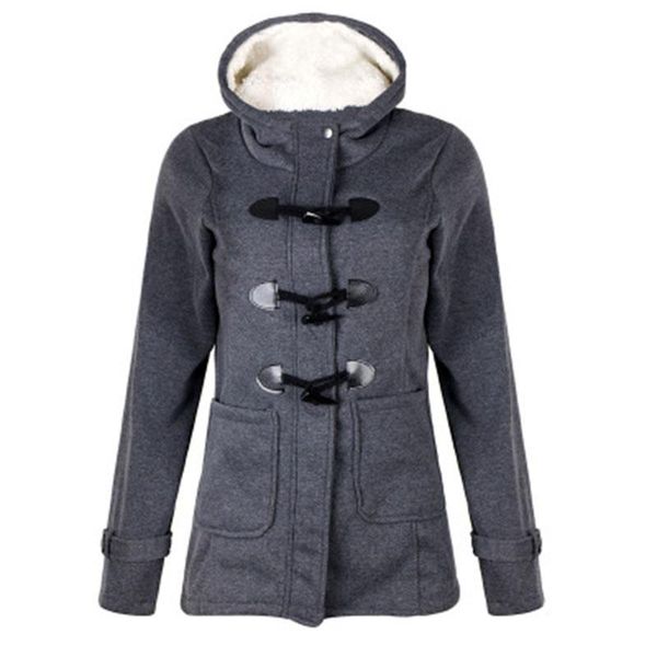 women's down & parkas coats hooded womens casual winter fashion outdoor warm wool blend pea horn buckle thickening clothes with pockets, Black
women's down & parkas coats hooded womens casual winter fashion outdoor warm wool blend pea horn buckle thickening clothes with pockets, Black