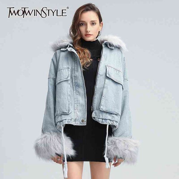 patchwork fur collar cotton coat for women lapel long sleeve loose thick denim coats female winter clothes 210524, Black
patchwork fur collar cotton coat for women lapel long sleeve loose thick denim coats female winter clothes 210524, Black