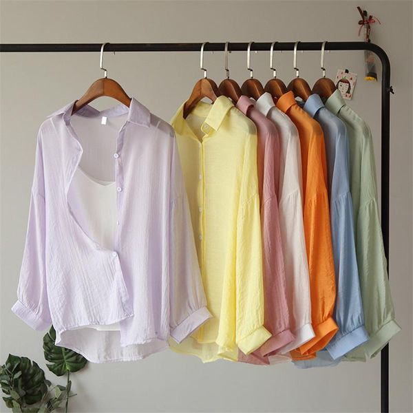 women's blouses & shirts women summer casual loose solid cardigan long sleeve turn-down collar botton shirt thin anti-tanned blouse, White
women's blouses & shirts women summer casual loose solid cardigan long sleeve turn-down collar botton shirt thin anti-tanned blouse, White