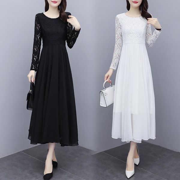 casual dresses chiffon loose plus size women's mid-length dress fashion long sleeve solid splicing o-neck autumn houthion, Black;gray
casual dresses chiffon loose plus size women's mid-length dress fashion long sleeve solid splicing o-neck autumn houthion, Black;gray