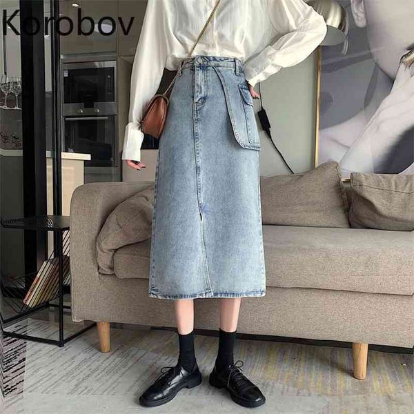korobov high waist hip cross split design denim skirt women loose casual fake pocket patchwork straight faldas mujer summer 210430, Black
korobov high waist hip cross split design denim skirt women loose casual fake pocket patchwork straight faldas mujer summer 210430, Black