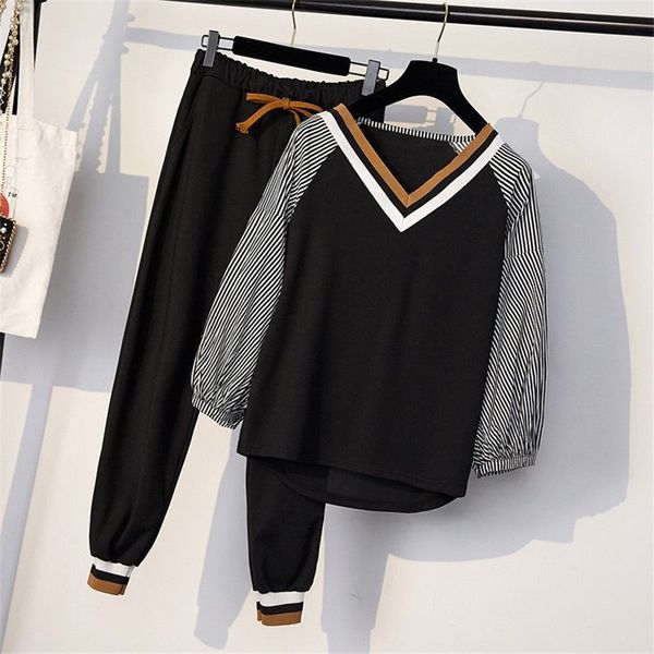 women two piece set spring long sleeve t shirt+ long pants casual women tracksuit set 5xl women outfits 210522, White
women two piece set spring long sleeve t shirt+ long pants casual women tracksuit set 5xl women outfits 210522, White