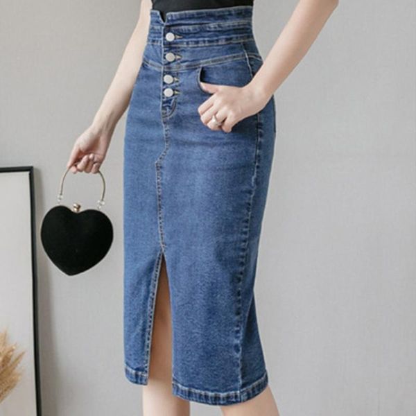 skirts ladies denim split button high waist pencil skirt women's straight slim summer blue 2021, Black
skirts ladies denim split button high waist pencil skirt women's straight slim summer blue 2021, Black