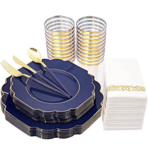 disposable dinnerware 50pcs blue plastic plates and gold silverware party tableware set birthday decoration wedding
disposable dinnerware 50pcs blue plastic plates and gold silverware party tableware set birthday decoration wedding