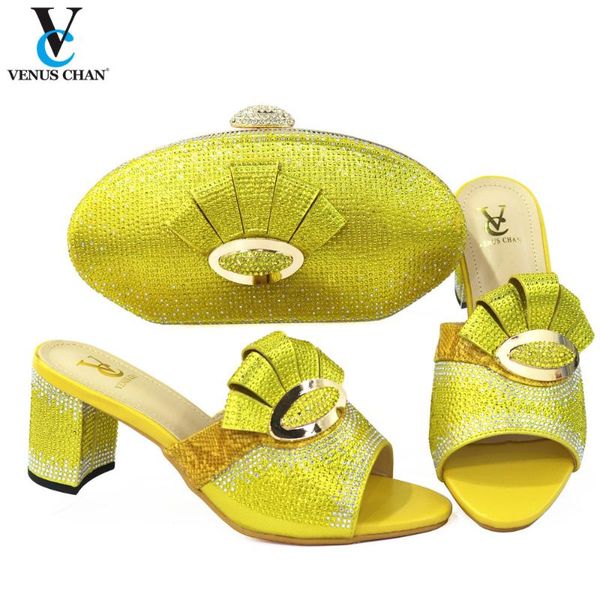 african fashion italian design colorful crystal style women shoes and bag set in yellow color for party dress, Black
african fashion italian design colorful crystal style women shoes and bag set in yellow color for party dress, Black