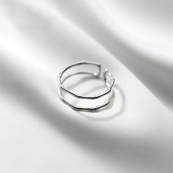 cluster rings real 925 sterling silver simple double layered open bamboo pattern adjustable ring fine jewelry for women, Golden;silver
cluster rings real 925 sterling silver simple double layered open bamboo pattern adjustable ring fine jewelry for women, Golden;silver