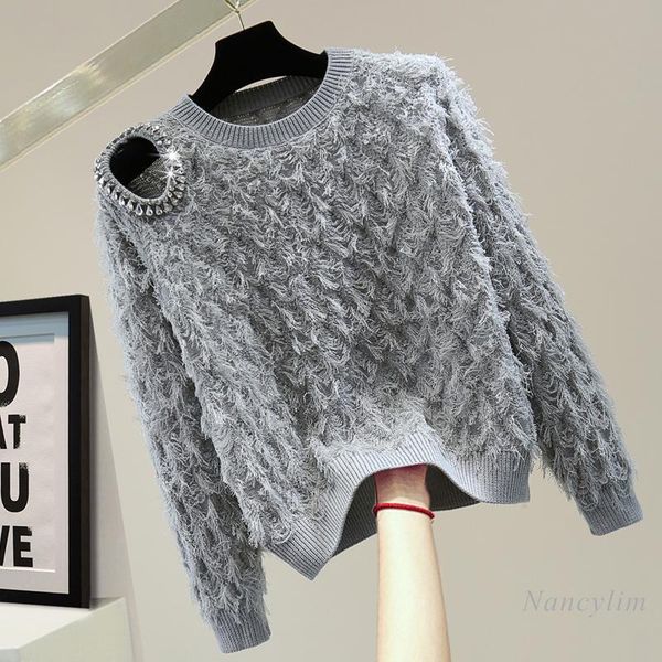 women's sweaters exquisite rhinestone hollow out sweater women long-sleeved autumn off-shoulder tassel solid color knitwear jumper muje, White;black
women's sweaters exquisite rhinestone hollow out sweater women long-sleeved autumn off-shoulder tassel solid color knitwear jumper muje, White;black