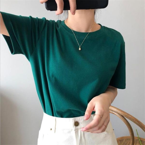 arrival summer women t-shirt tees fashion casual solid color short-sleeved loose stylish round neck base female clothing women's, White
arrival summer women t-shirt tees fashion casual solid color short-sleeved loose stylish round neck base female clothing women's, White