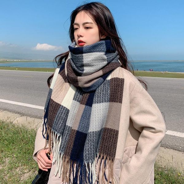 Scarves Korean Version Of The Scarf Women's Cold And Warm Tassel Shawl Winter Imitation Cashmere Square Plaid For Students, Blue;gray
Scarves Korean Version Of The Scarf Women's Cold And Warm Tassel Shawl Winter Imitation Cashmere Square Plaid For Students, Blue;gray
