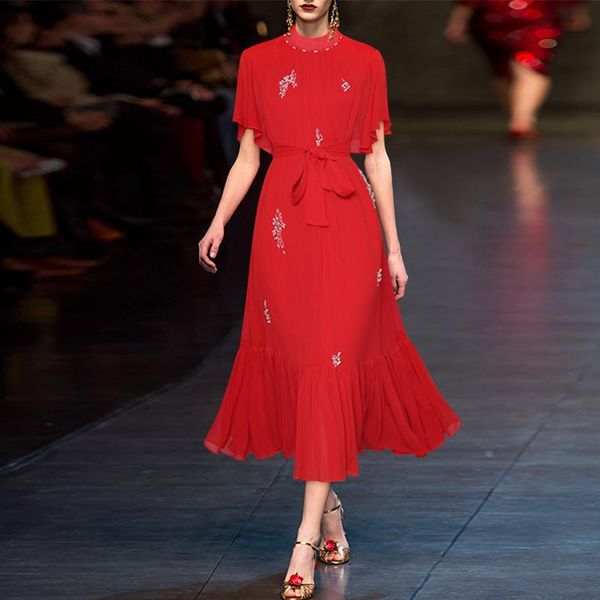 casual dresses 2021 summer fashion designer chiffon dress women runway white red beading butterfly sleeve elastic waist belt, Black;gray
casual dresses 2021 summer fashion designer chiffon dress women runway white red beading butterfly sleeve elastic waist belt, Black;gray