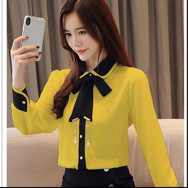 spring autumn style casual womens shirt long sleeve turn down collar bow tie decor df3112, White
spring autumn style casual womens shirt long sleeve turn down collar bow tie decor df3112, White