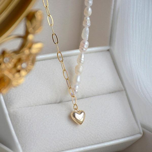 pendant necklaces exquisite romantic 14k real gold heart baroque pearl necklace for women charming temperament jewelry chain, Silver
pendant necklaces exquisite romantic 14k real gold heart baroque pearl necklace for women charming temperament jewelry chain, Silver