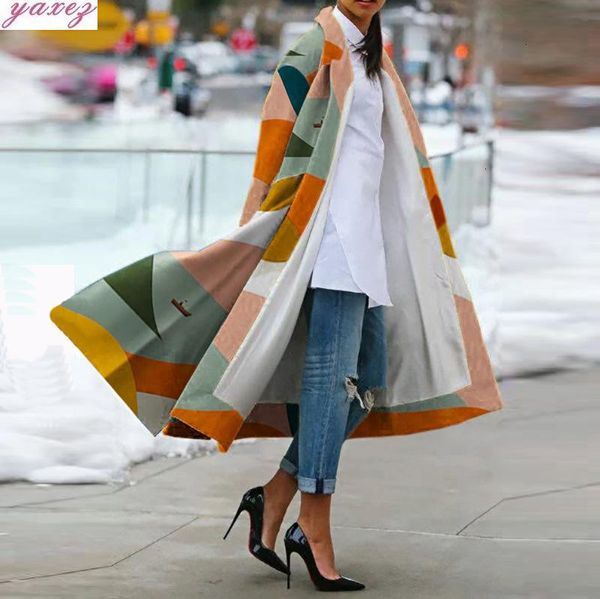 women's wool & blends 2021 lapel printing colour long sleeve make a slit or vent loose coat, Black
women's wool & blends 2021 lapel printing colour long sleeve make a slit or vent loose coat, Black