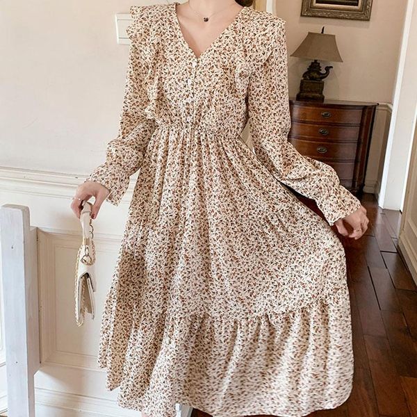 party dresses elegant v collar pleated a-line women dress 2021 summer long sleeve floral print chiffon korean chic, White;black
party dresses elegant v collar pleated a-line women dress 2021 summer long sleeve floral print chiffon korean chic, White;black