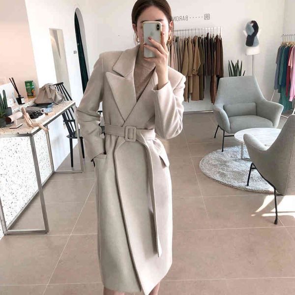 women's wool & blends long coat for autumn or warm winter lady fashion with belt fu14, Black
women's wool & blends long coat for autumn or warm winter lady fashion with belt fu14, Black