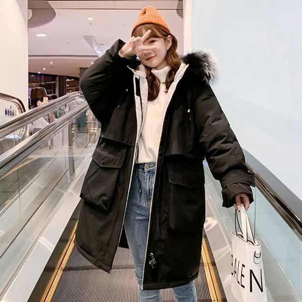women's down & parkas korean style long jacket women solid slim parka 2021 winter hooded big pockets fur collar thick coat outwear styl, Black
women's down & parkas korean style long jacket women solid slim parka 2021 winter hooded big pockets fur collar thick coat outwear styl, Black