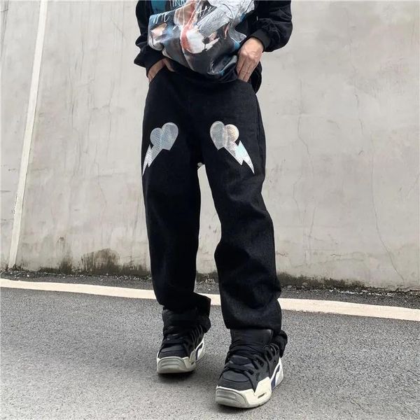 high street american style loose embroidered jeans male hip-hop oversize black straight pants hipster men's, Blue
high street american style loose embroidered jeans male hip-hop oversize black straight pants hipster men's, Blue