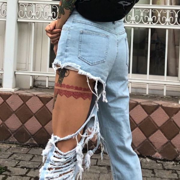 aimenunu denim trouser for women high waist ripped hole tassel jeans female large size streetwear fashion summer tide, Blue
aimenunu denim trouser for women high waist ripped hole tassel jeans female large size streetwear fashion summer tide, Blue