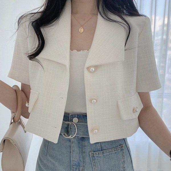 women's suits & blazers blazer curto feminino, jaqueta solta branca para escritório, casual básica de manga curta, verão oj0r, White;black
women's suits & blazers blazer curto feminino, jaqueta solta branca para escritório, casual básica de manga curta, verão oj0r, White;black