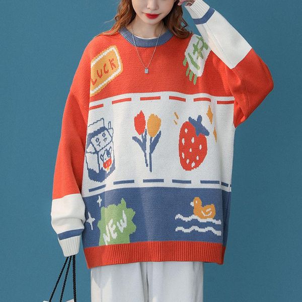 women's sweaters legible 2021 sweater casual loose knitted pullovers female o neck collar oversized women, White;black
women's sweaters legible 2021 sweater casual loose knitted pullovers female o neck collar oversized women, White;black