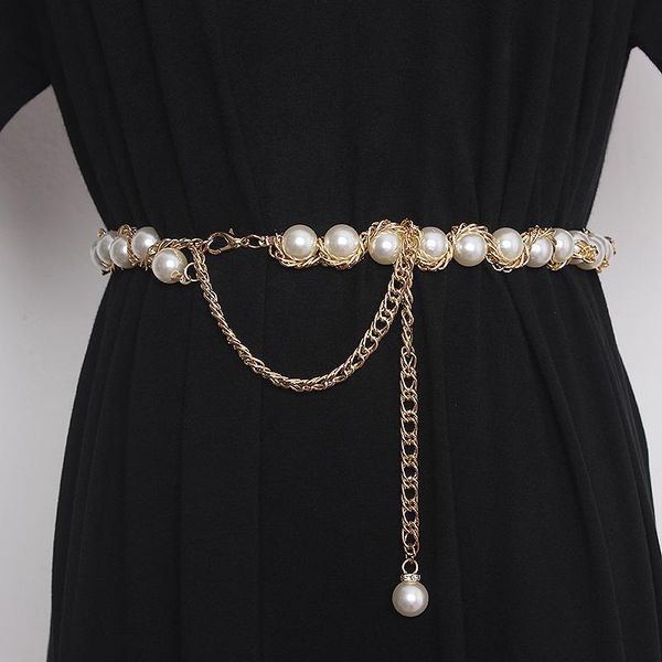 belts silver gold metal alloy waist chain long adjustable pearl belt female dress shirt slim waistrband cinture women, Black;brown
belts silver gold metal alloy waist chain long adjustable pearl belt female dress shirt slim waistrband cinture women, Black;brown