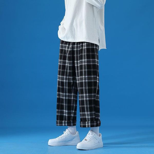 men's pants autumn plaid korean casual fashion loose straight-leg streetwear oversized wide-leg, Black
men's pants autumn plaid korean casual fashion loose straight-leg streetwear oversized wide-leg, Black