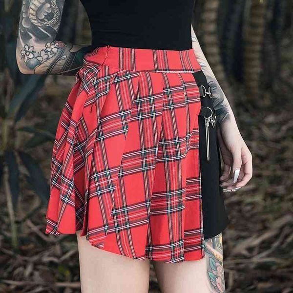 gothic punk skirts women red plaid pleated ball gown high waist patchwork mini skirt fashion streetwear buckle female goth skirt, Black
gothic punk skirts women red plaid pleated ball gown high waist patchwork mini skirt fashion streetwear buckle female goth skirt, Black