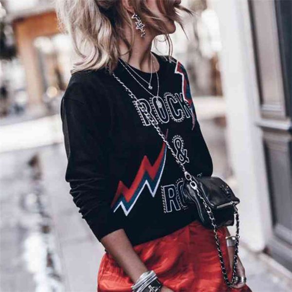 beading letter graphic sweater women autumn winter long sleeve o neck black pullover casual vintage rock sweaters 210918, White;black
beading letter graphic sweater women autumn winter long sleeve o neck black pullover casual vintage rock sweaters 210918, White;black