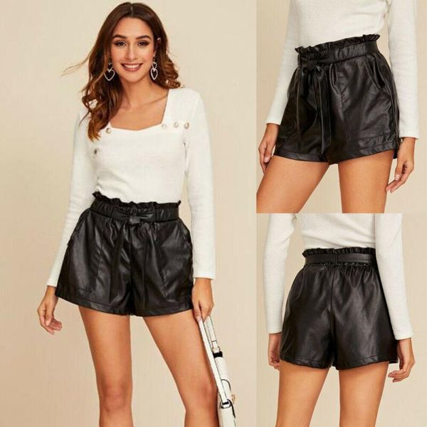 women's shorts s-xl female korean casual large size out wear wide leg elastic band short pants 2021 autumn/winter wild pu leather, White;black
women's shorts s-xl female korean casual large size out wear wide leg elastic band short pants 2021 autumn/winter wild pu leather, White;black