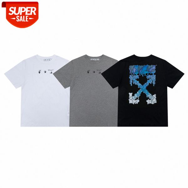 white melting blue gradient printing ow arrow loose couple short sleeve t-shirt #zm0j, White;black
white melting blue gradient printing ow arrow loose couple short sleeve t-shirt #zm0j, White;black