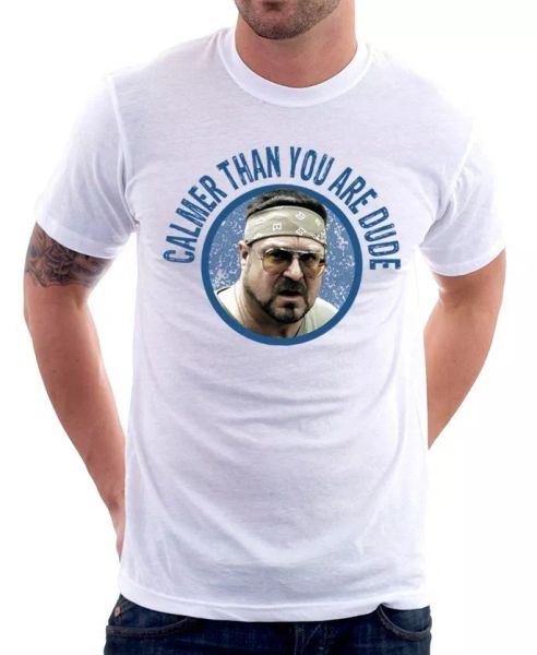 Big Lebowski Walter Sobchak Calmer than you are Dude white t-shirt OZ9439, White;black
Big Lebowski Walter Sobchak Calmer than you are Dude white t-shirt OZ9439, White;black