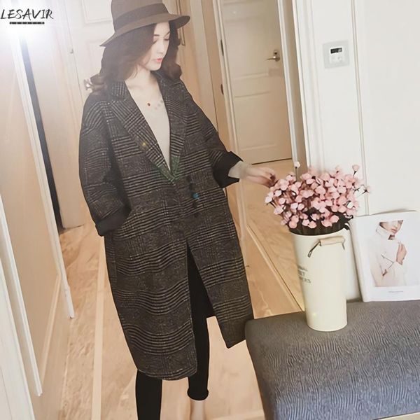 women's wool & blends plus size plaid mid-length woolen coat 2021 autumn winter korean version of thick jacket female outwear 3xl, Black
women's wool & blends plus size plaid mid-length woolen coat 2021 autumn winter korean version of thick jacket female outwear 3xl, Black
