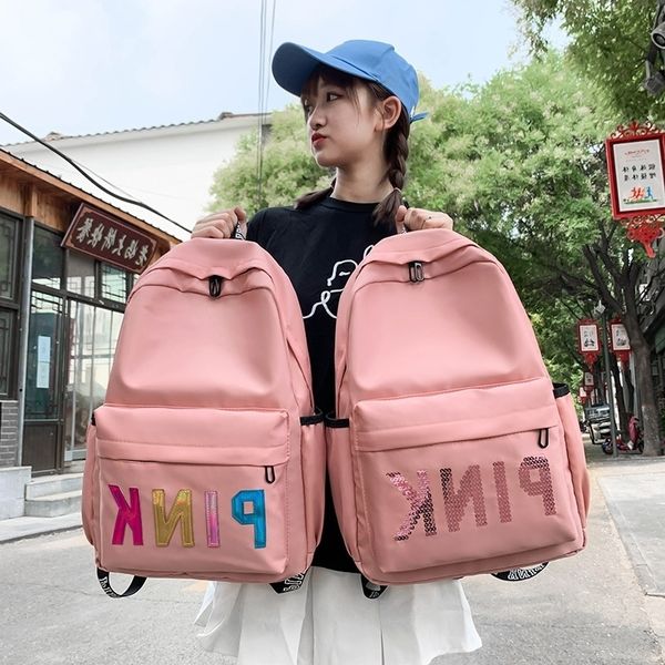 schoolbag student anti splash women's backpack pink backpack sequin laser bag 
schoolbag student anti splash women's backpack pink backpack sequin laser bag