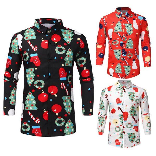 men's casual shirts chriatmas for men autumn winter long sleeve cartoon print blusas male social dress shirt, White;black
men's casual shirts chriatmas for men autumn winter long sleeve cartoon print blusas male social dress shirt, White;black