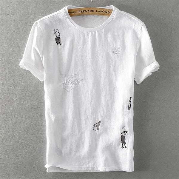 6217 summer fashion men t shirts japan style funny cartoon embroidery cotton linen thin breathable shirt male casual pullover, White;black
6217 summer fashion men t shirts japan style funny cartoon embroidery cotton linen thin breathable shirt male casual pullover, White;black