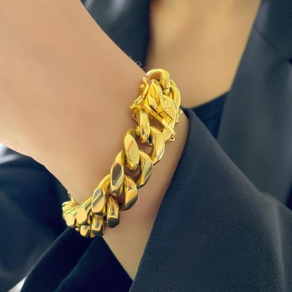 link, chain cuban bracelet hip hop trend leading buckle street rapper men's and women's gold, Black
link, chain cuban bracelet hip hop trend leading buckle street rapper men's and women's gold, Black