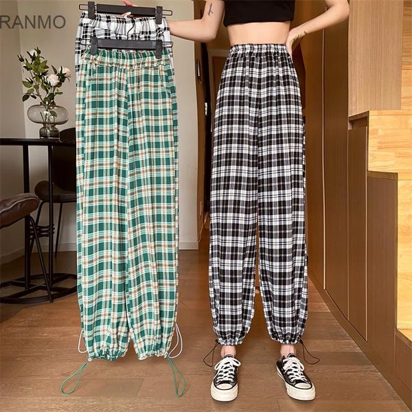 women's pants & capris design of plaid high waist lace up for women in summer 2021, Black;white
women's pants & capris design of plaid high waist lace up for women in summer 2021, Black;white