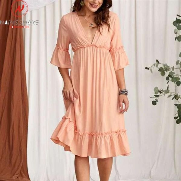 casual dresses bohemian style women summer solid color a-line dress bandage design ruffles decor deep v butterfly sleeve high waist slim, Black;gray
casual dresses bohemian style women summer solid color a-line dress bandage design ruffles decor deep v butterfly sleeve high waist slim, Black;gray