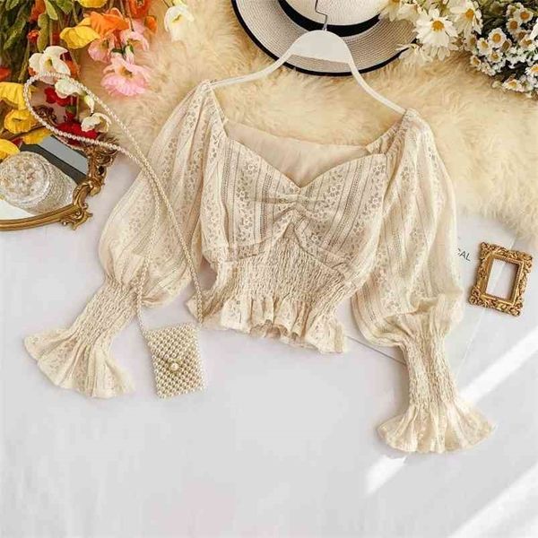 spring autumn women's lace lantern sleeve korean ins sweet girl short blusas women qx977 210507, White
spring autumn women's lace lantern sleeve korean ins sweet girl short blusas women qx977 210507, White
