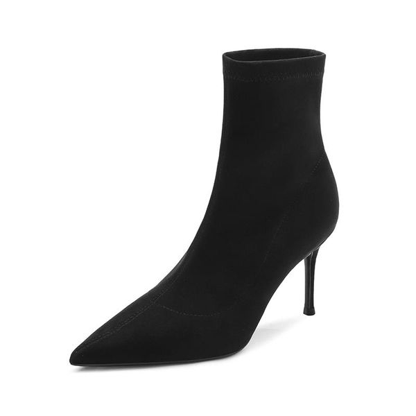 boots 2021 winter fashion women's beige pointed elastic ankle high heels shoes autumn and gray socks, Black
boots 2021 winter fashion women's beige pointed elastic ankle high heels shoes autumn and gray socks, Black