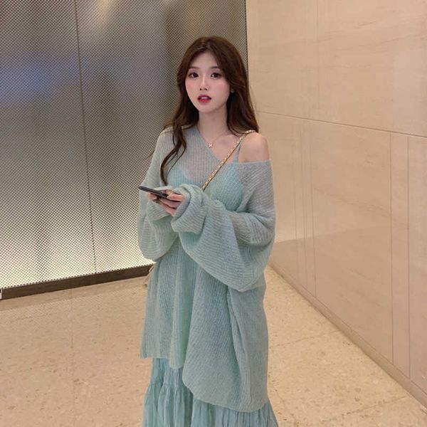 matching sets fashion slim spaghetti strap pleated chiffon dress all-match loose irregular sweater gentle korean chic 210610, White
matching sets fashion slim spaghetti strap pleated chiffon dress all-match loose irregular sweater gentle korean chic 210610, White