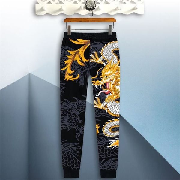 men's casual sports pants 3d dragon print spring and autumn loose trousers 210715, Black
men's casual sports pants 3d dragon print spring and autumn loose trousers 210715, Black