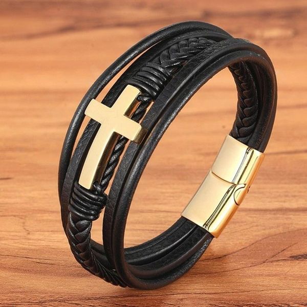 charm bracelets luxury multicolor cross design classic stainless steel men's leather bracelet 21/22 cm choose handsome christmas gifts, Golden;silver
charm bracelets luxury multicolor cross design classic stainless steel men's leather bracelet 21/22 cm choose handsome christmas gifts, Golden;silver