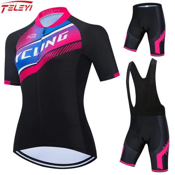 racing sets teleyi women's cycling jersey set summer mtb bicycle clothing quick-dry mountain female bike clothes riding sport suits, Black;blue 
racing sets teleyi women's cycling jersey set summer mtb bicycle clothing quick-dry mountain female bike clothes riding sport suits, Black;blue