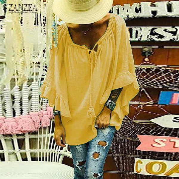 women's blouses & shirts fashion ruffle tunic summer blouse zanzea casual loose half sleeve female lace-up baggy blusas plus size top, White
women's blouses & shirts fashion ruffle tunic summer blouse zanzea casual loose half sleeve female lace-up baggy blusas plus size top, White